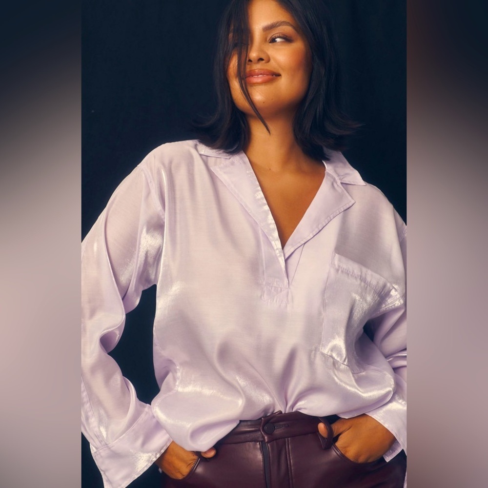 Pilcro by Anthropologie Lavender Shine Blouse #82